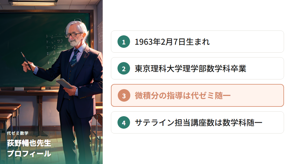 荻野暢也先生のプロフィールと代ゼミ講師としての歩み