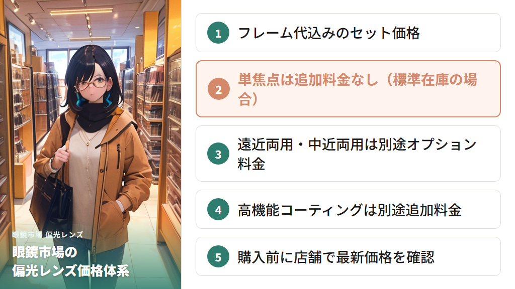 眼鏡市場の偏光レンズの値段とフレームセット料金