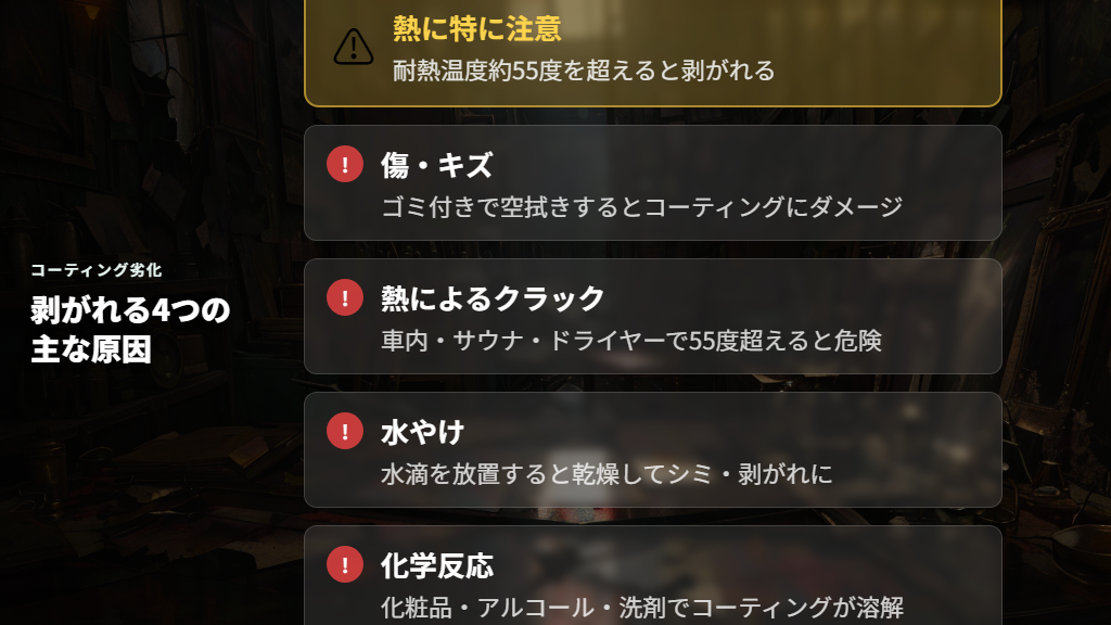 コーティングが剥がれる4つの原因