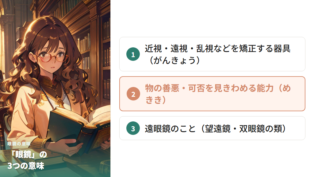 「眼鏡(めがね)」という言葉の3つの意味