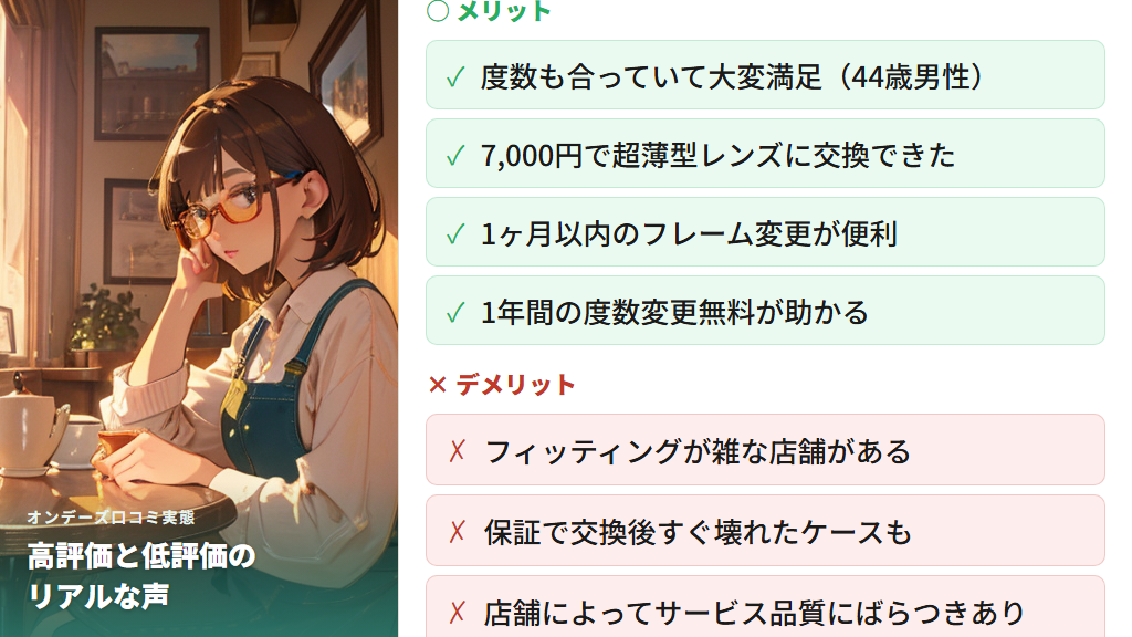 オンデーズの口コミ・評判の実態：「最悪」と言われる理由と高評価の声