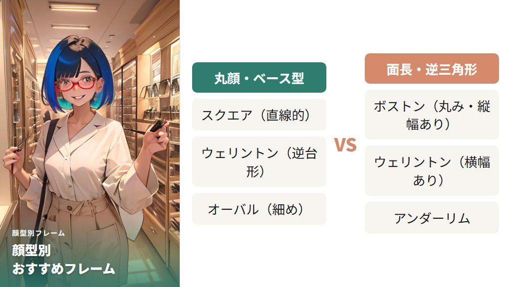 顔型別おすすめフレーム:丸顔・面長・ベース型の選び方