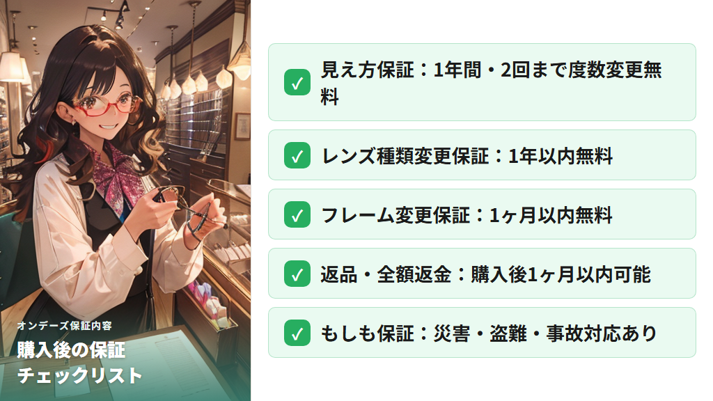 オンデーズの保証制度と購入後サービスの詳細