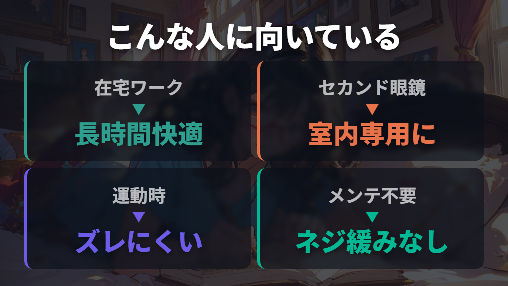 ヒンジレスメガネが向いている人・シーン