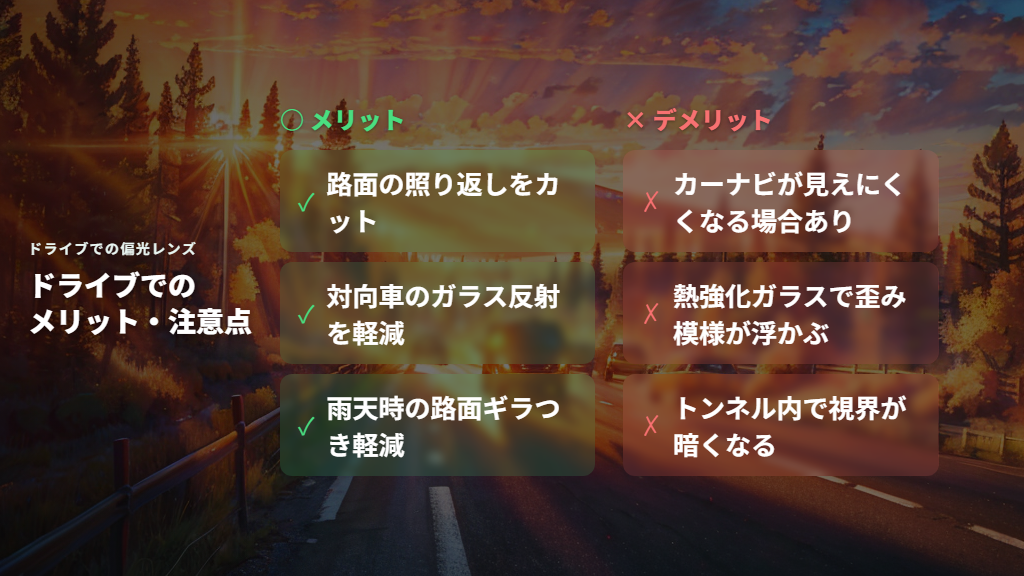 ドライブでの眩しさ軽減とカーナビに注意すべきデメリット