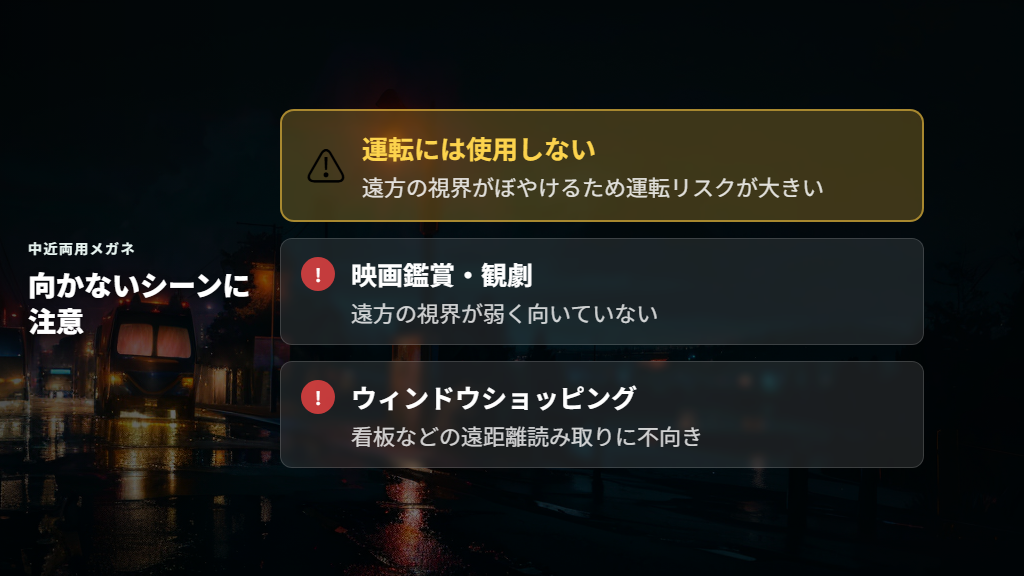 中近両用メガネのデメリットと注意点（運転・かけっぱなし）