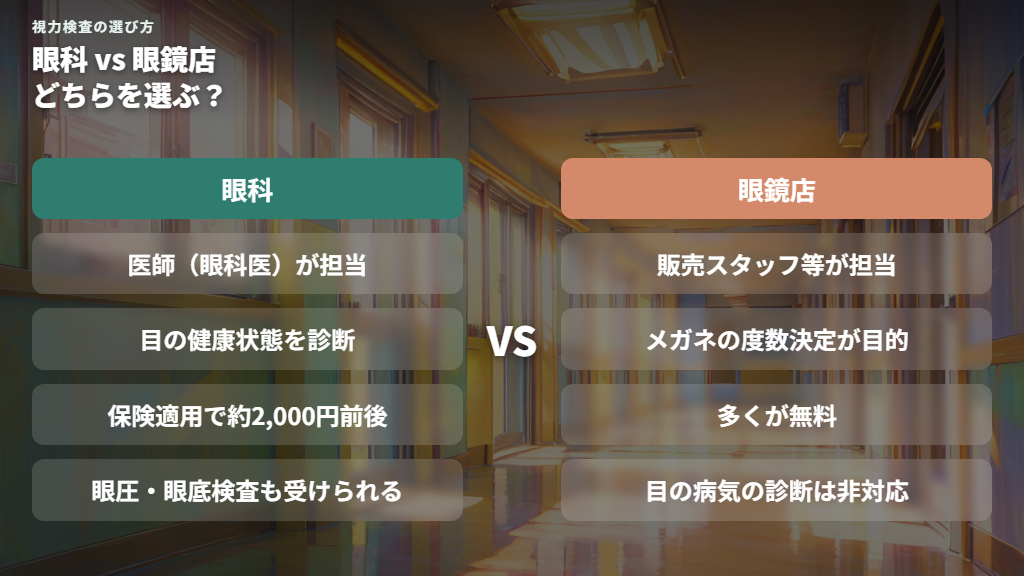 眼科と眼鏡店の視力検査の違い — どちらを選ぶ？