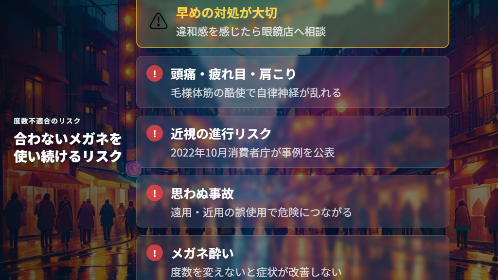 度数が合わないメガネを使い続けるリスク