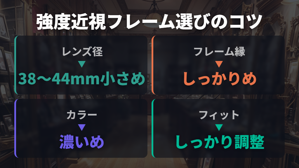 強度近視のフレームとレンズ選びのコツ