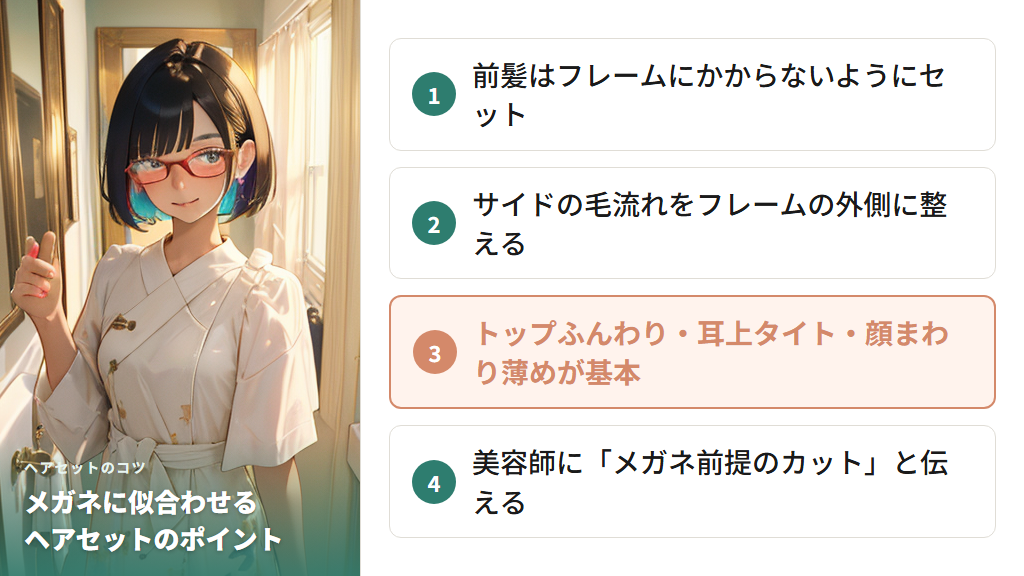 ショートヘアをメガネに似合わせるヘアセットのコツ