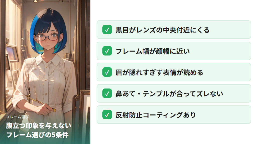 腹立つ印象を与えないフレーム・レンズ選びとフィッティング