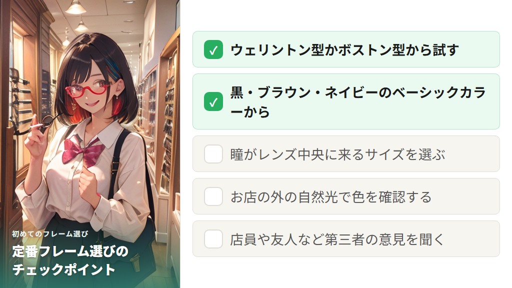 初めてメガネに挑戦する人に向けた定番フレーム選びのポイント