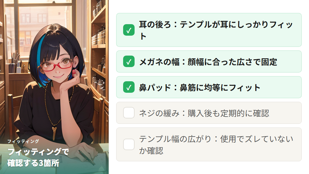 フィッティングの調整がメガネ跡の根本解決になる