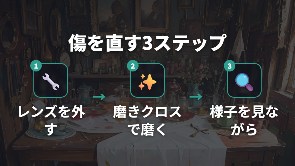 メラミンスポンジでメガネフレームを傷つけてしまったときの修復方法