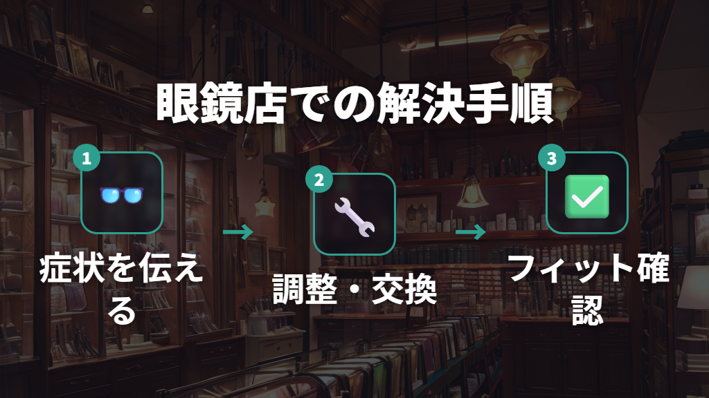 眼鏡店でのフィッティング調整と鼻パッド交換が根本的な解決策