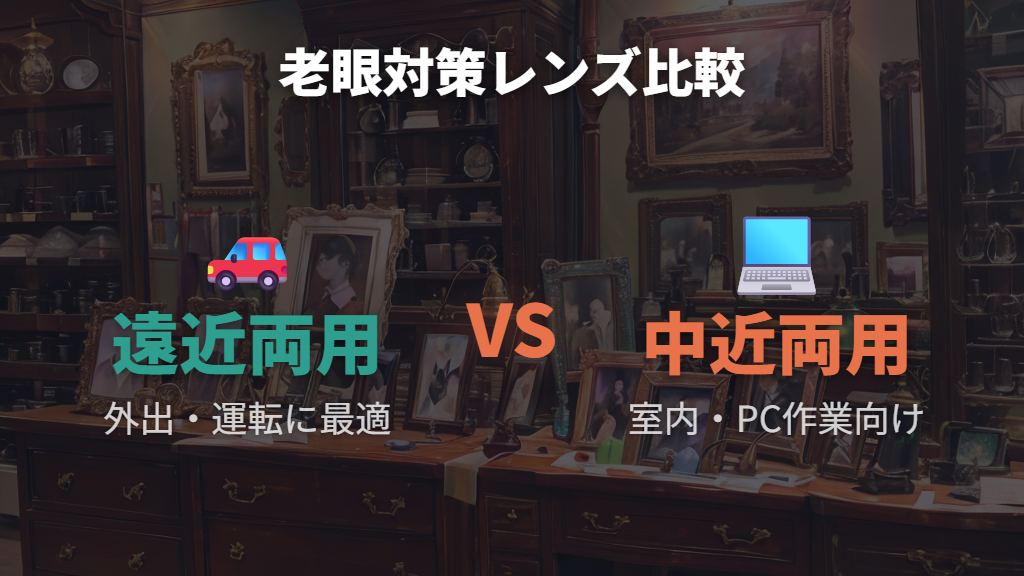 老眼鏡のかけ外しを解消する遠近両用・中近両用レンズの選択肢