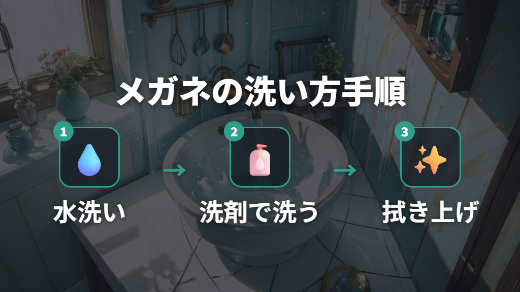 食器用中性洗剤を使ったメガネの正しい洗い方の手順