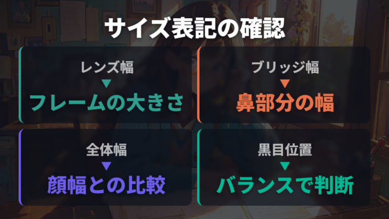 鼻幅に合うサイズ表記はレンズ幅と一緒に確認する