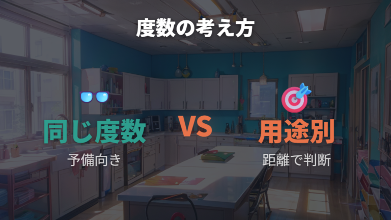 同じ度数と用途別度数の違いは見る距離で判断する