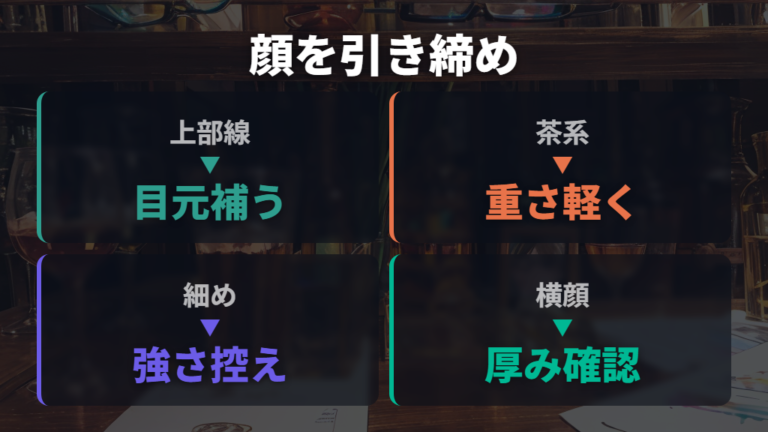 老け見えしないフレーム選びは顔の引き締めから考える