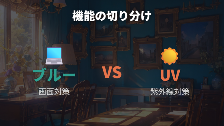 眼鏡市場との違いはブルーライト対策とUV対策の位置づけに出る