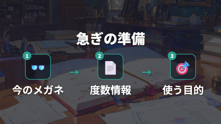 急ぎで作るときの準備は度数情報と使う目的を持参する