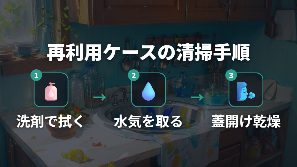 工具不要でできる再利用ケースの清掃と乾燥