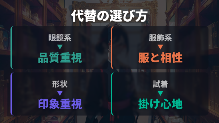 似た雰囲気の代替ブランドはアイウェア系と服飾系で分けて選ぶ