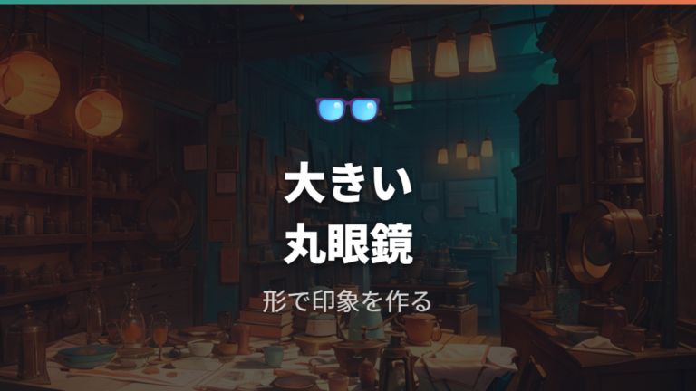 特徴的な大きいメガネの形は丸眼鏡が基本