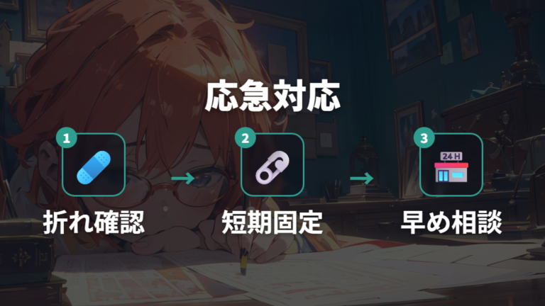 鼻あてが折れた時の応急処置は一時対応にとどめる
