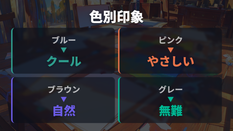 色別に変わる顔の印象を比較する