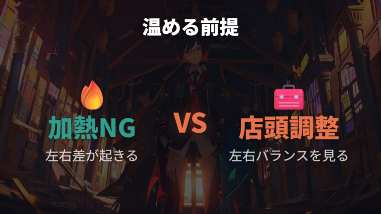 テンプル調整で避けたい失敗は温めて曲げること？