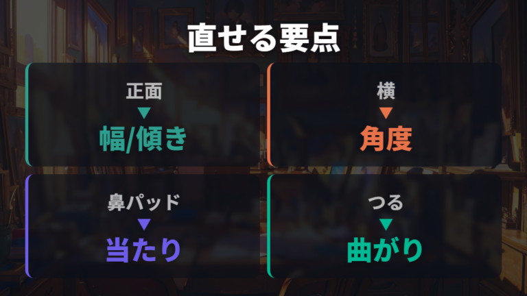 メガネ調整で直せる箇所をフィッティング目線で見る