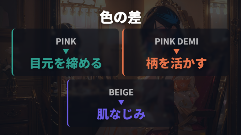 メイクに合う色選びはPINK・PINK DEMI・BEIGEで変わる