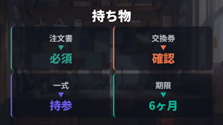 オンライン購入後に店舗で度付きにする場合の持ち物