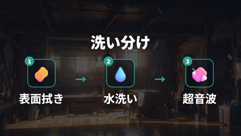 手洗いと超音波洗浄で落ちる汚れの違い