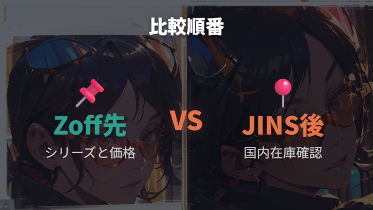 JINSとZoff SMARTを比較する順番はどう決める?
