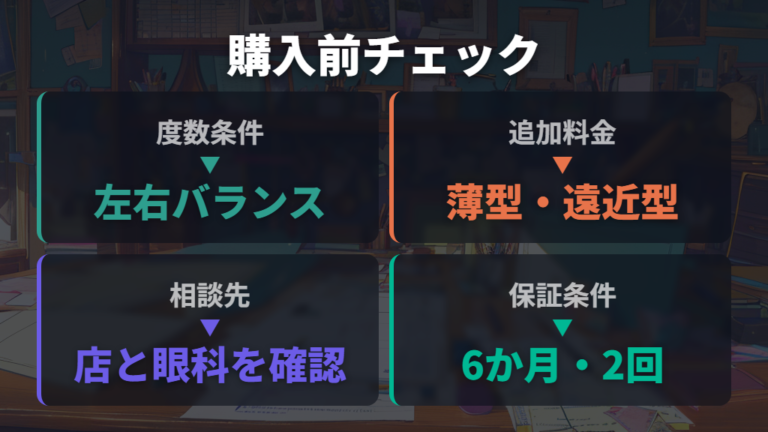 度数条件と追加料金は店舗で相談できる?