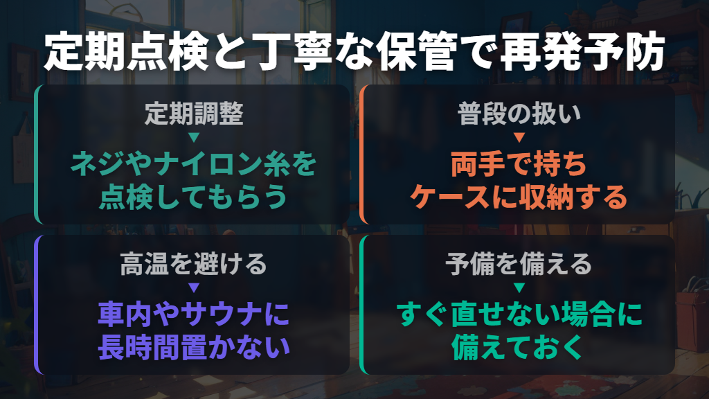 再発を防ぐには定期調整と普段の扱いを見直す