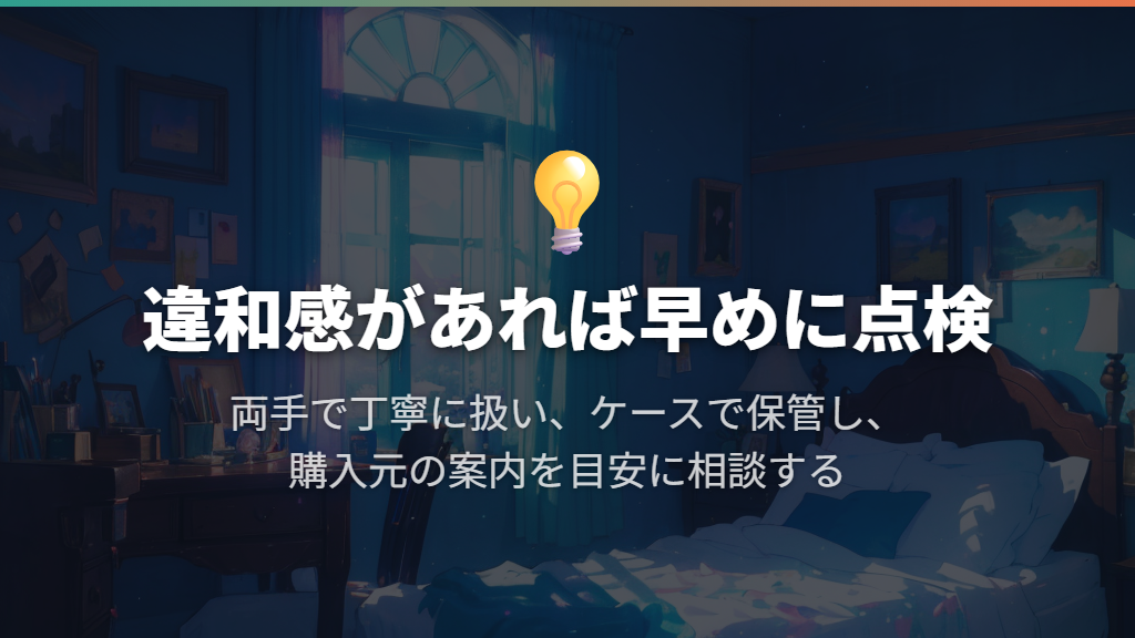 両手で丁寧に扱い、緩みや違和感があれば早めに点検する