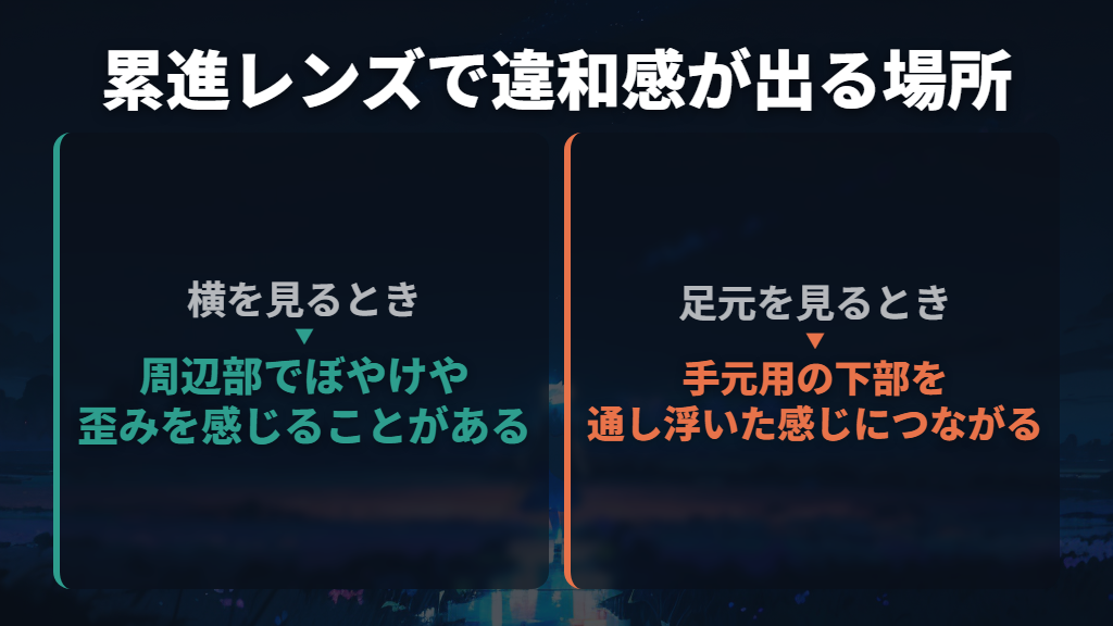 遠近両用の累進レンズは横と足元で違和感が出ることも