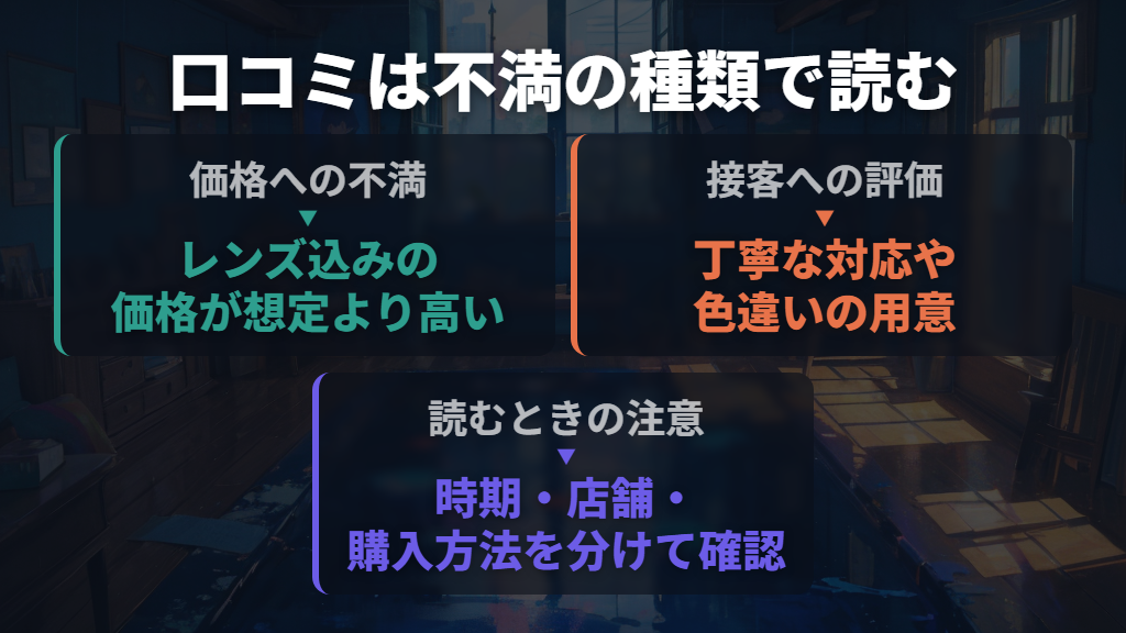 悪い口コミは価格・接客・ニナルの仕組みに分けて読む
