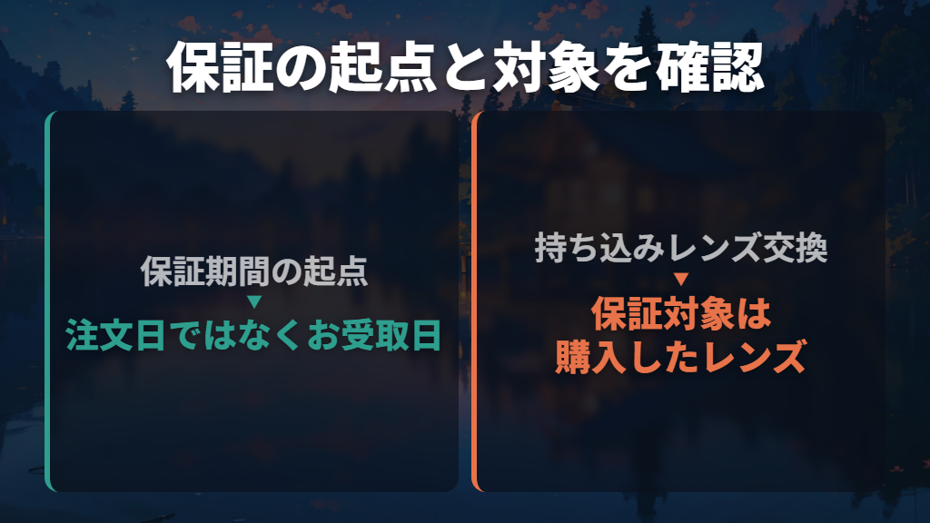度数が合わない・品質不良・破損では保証の条件が異なる